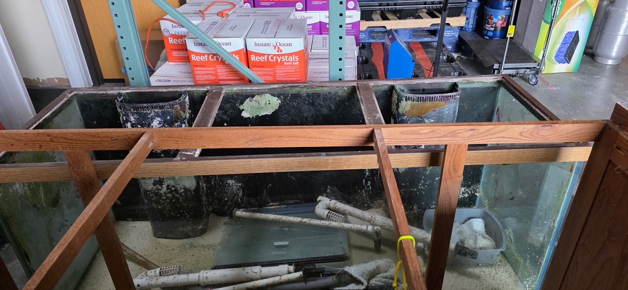 USED 210 Gallon Aquarium with Oak Stand and Canopy