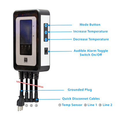 Helio 700 Watt PTC Smart Aquarium Heater - [2 x 350W] [100-200 gallons]