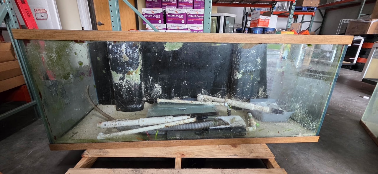USED 210 Gallon Aquarium with Oak Stand and Canopy